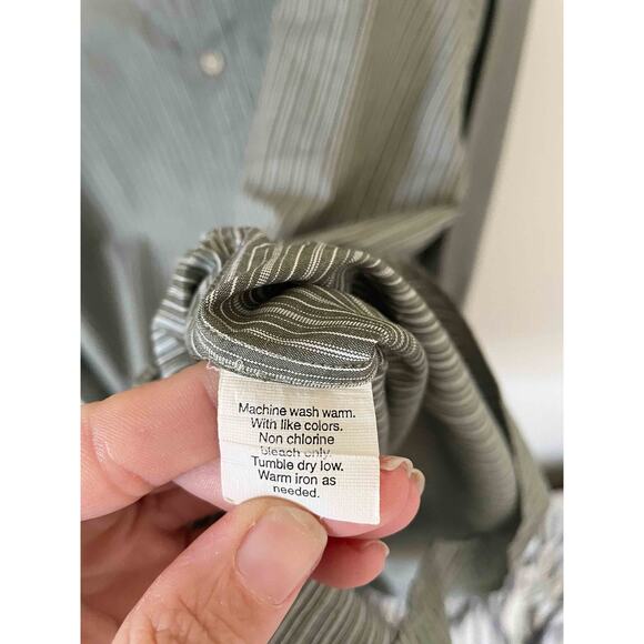 J. Crew Striped Button Up Long Sleeve Shirt Green Size XL (17.5-18) - Picture 6 of 6